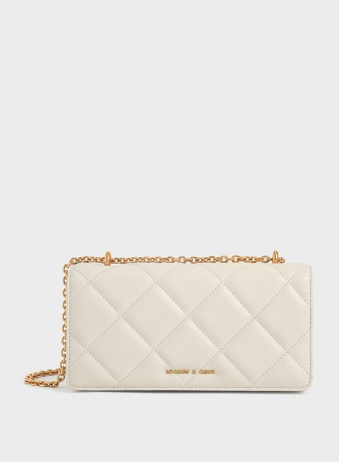 Charles & Keith Paffuto Chain Handle Furry Long Wallet - Image 1