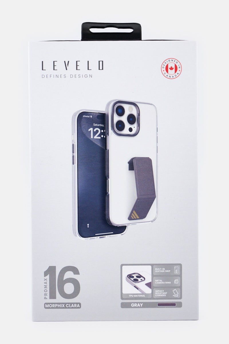 LEVELO iPhone 16 Pro Max Morphix Clara Grip Protective Case, Transparent - Image 2