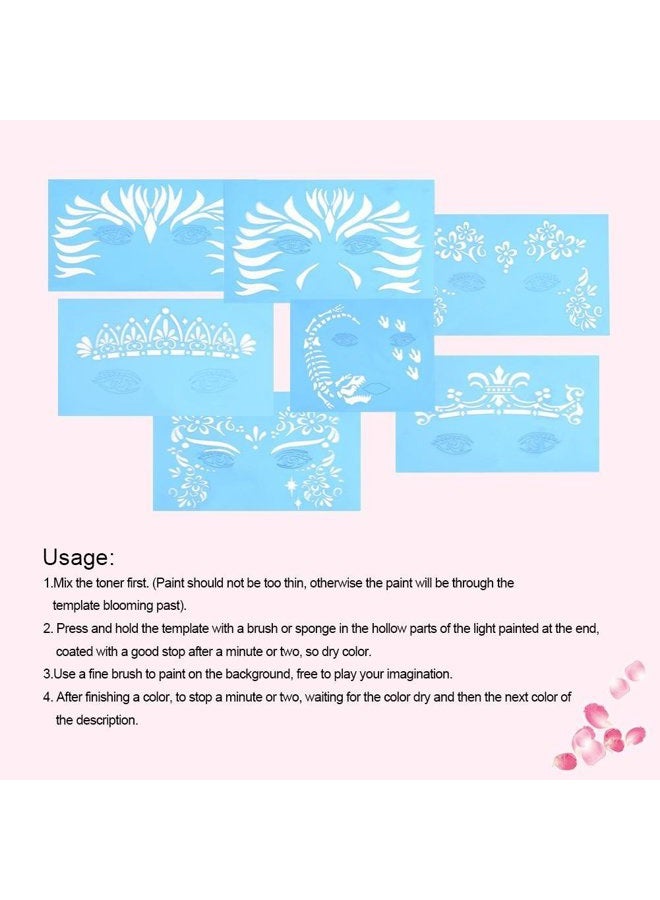 Salmue Face Painting Stencils - 7pcs/Set Reusable Tattoo Stencils & Templates for Kids & Adults - Image 2