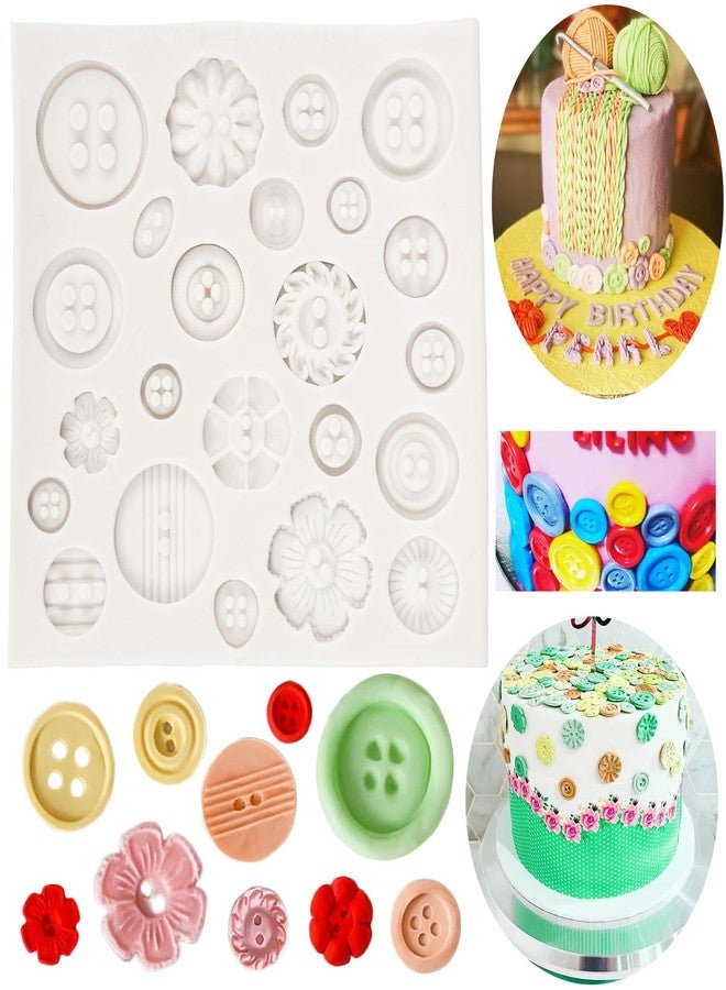 QDMOLDS قالب سيليكون على شكل أزرار من QDMOLDS لتزيين الكيك والشوكولاتة والحلوى والكب كيك، مصنوع من عجينة السكر والطين البوليمري - Image 1