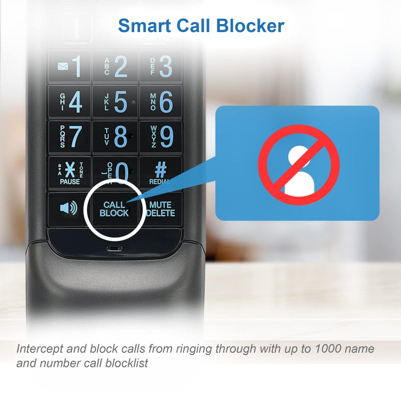 VTECH VS122-16 Retro-Design Cordless Phone: Bluetooth Connect to Cell, Call Blocker, Answering System, Full-Duplex Speakerphone - Image 4