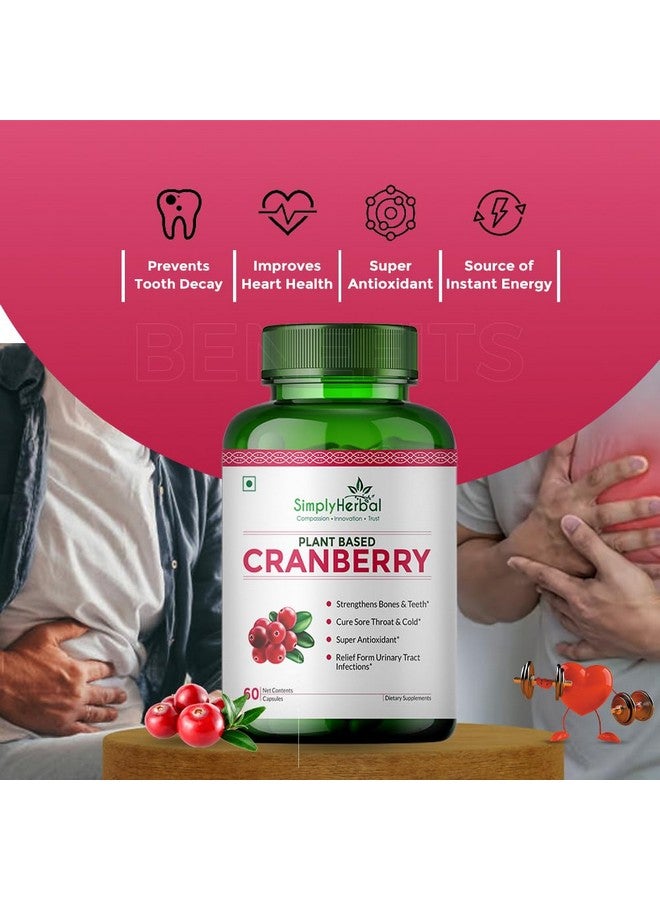 Simply Herbal كبسولات د مانوز التوت البري العشبية ببساطة 800 ملغ مع بروبيوتيك قوي ومضادات الأكسدة تعزز صحة المسالك البولية، والعظام والأسنان القوية للنساء والرجال (60 كبسولة) - Image 3