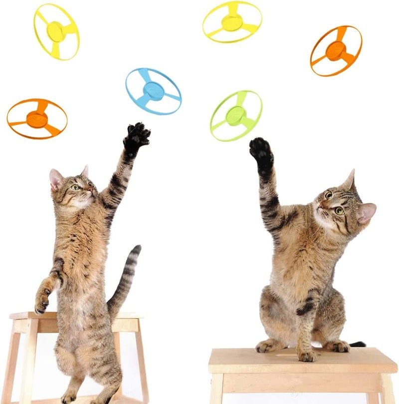 LAPOHI 14 PCS Cat Fetch Toy with Colorful Flying Propellers Set, Cat Playing Tracking Interactive Toys for Kitten Chasing Training Hunting - Image 2