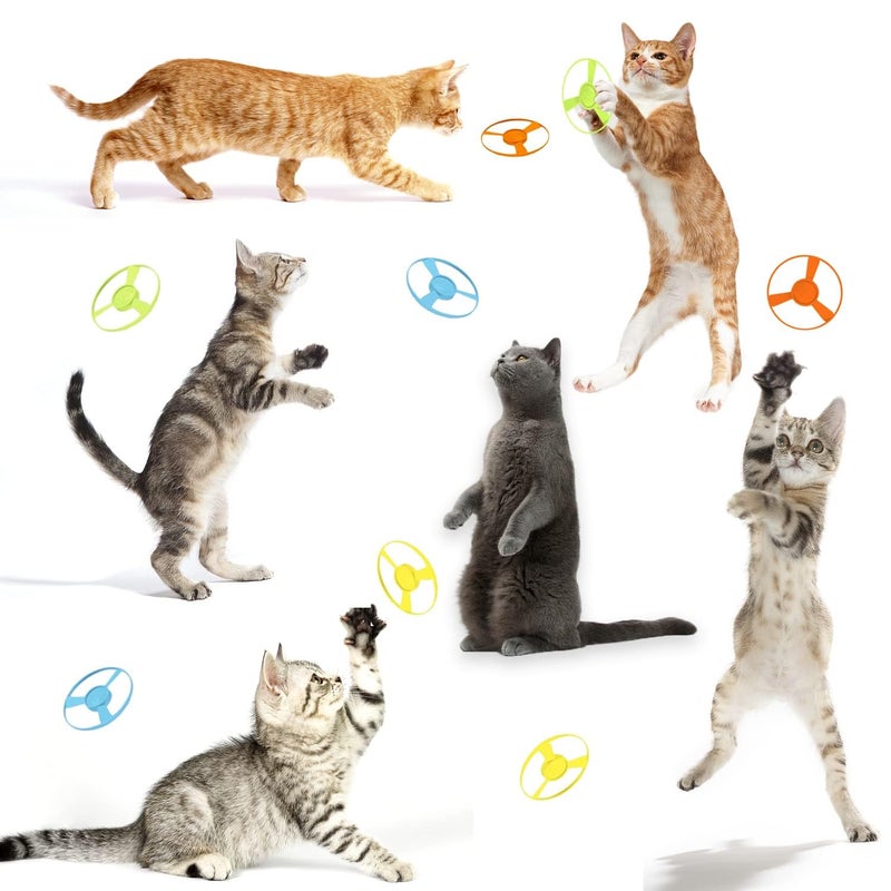 LAPOHI 14 PCS Cat Fetch Toy with Colorful Flying Propellers Set, Cat Playing Tracking Interactive Toys for Kitten Chasing Training Hunting - Image 5