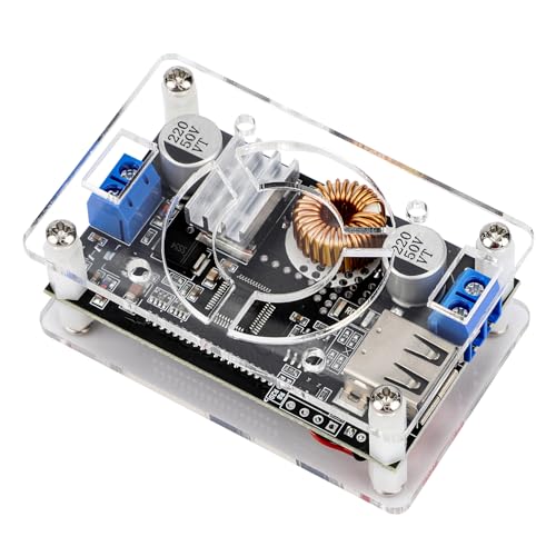 DROK DC Adjustable Buck Converter 2pcs, 24v to 12v Step Down Converter Voltage Regulator 6V-32V to 1.5-32V 5V 5A LCD Power Supply Volt Reducer Step Down Transformer with USB Port and Protective Case - Image 5