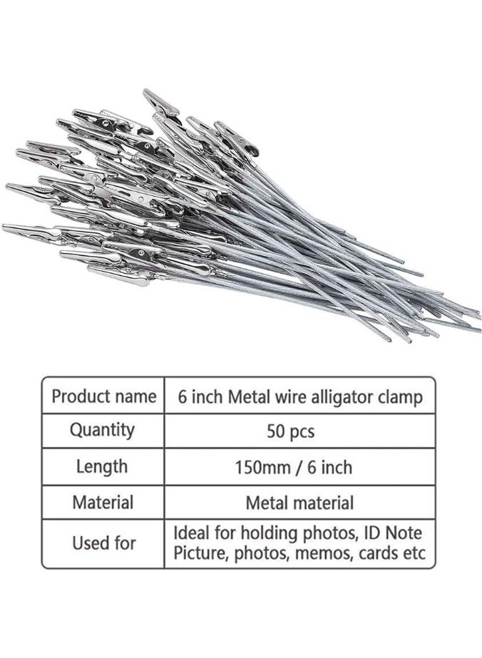50PCS Metal Wire Alligator Clamp Long-Tailed Alligator Clip Clasp Place Card Holder Table Number Holder for DIY Card Note Photo Picture Menu Memo Clip Party Wedding Clay & Cake Decor (6inch/150mm) - Image 2
