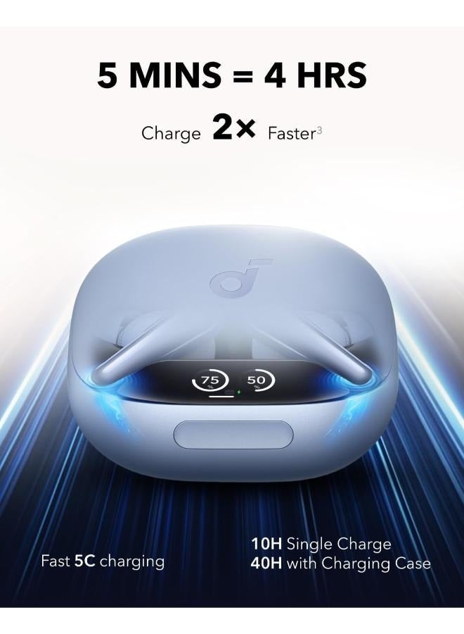 soundcore Liberty 4 Pro by Anker, Noise Cancelling Wireless Earbuds, 7-Sensor and Real-Time Adaptive Noise Cancelling, 2× Faster Charging, Studio-Level Hi-Fi Music, Clear Calls with 6 Mics and AI Blue - Image 4