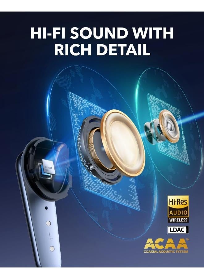 soundcore Liberty 4 Pro by Anker, Noise Cancelling Wireless Earbuds, 7-Sensor and Real-Time Adaptive Noise Cancelling, 2× Faster Charging, Studio-Level Hi-Fi Music, Clear Calls with 6 Mics and AI Blue - Image 5