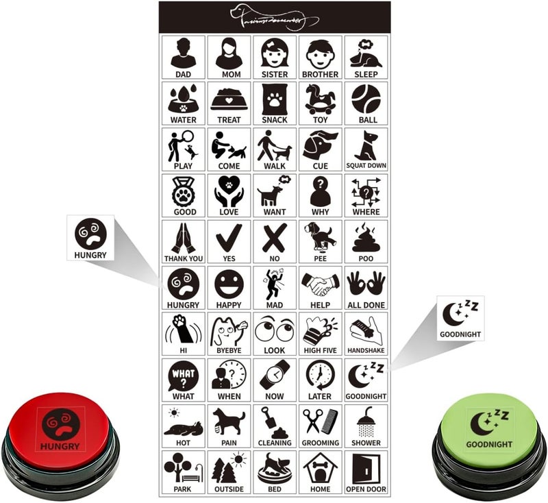 BOSKEY Set of 10 Dog Buttons for Communication, Dog Training Talking Buttons Starter Set, Recordable Buttons for Classroom 30-Second HD Recording, 100 Stickers - Image 4