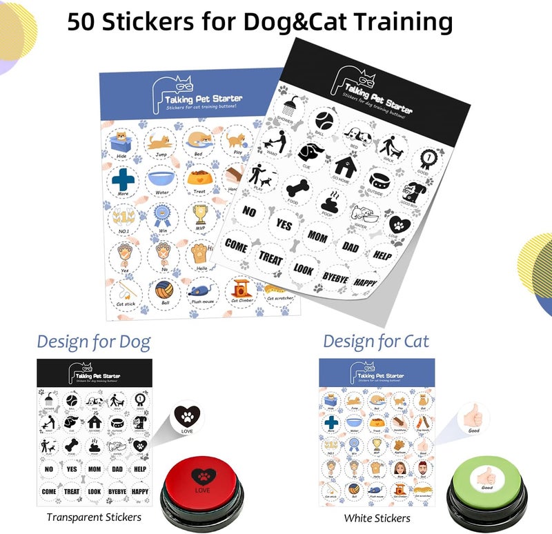 BOSKEY Set of 10 Dog Buttons for Communication, Dog Training Talking Buttons Starter Set, Recordable Buttons for Classroom 30-Second HD Recording, 100 Stickers - Image 5