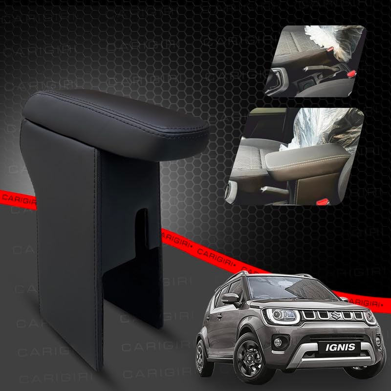 Carigiri Premium Finish Car Armrest with Storage Box And High Density Moulded Foam For Maruti Suzuki ignis (Black with Black Stitching,Nappa Leatherette) - Image 2