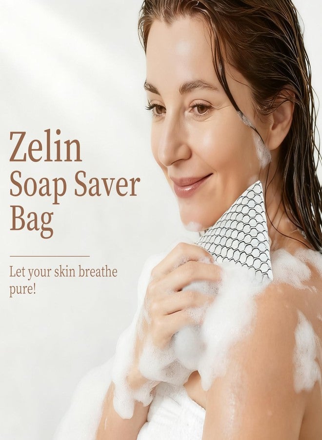 zelin Soap Bags, 2 Pack Larger Size Exfoliating Bar Soap Pouch with Double Layer Premium Fabric, Soap Saver Bag for Foaming and Skin Cleansing (Pearl White And Ink Black) - Image 2