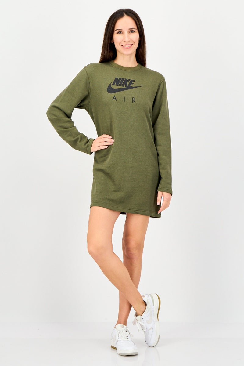 Nike Women Sportswear Fit Long Sleeve Outdoor Dress, Dark Olive - Image 2