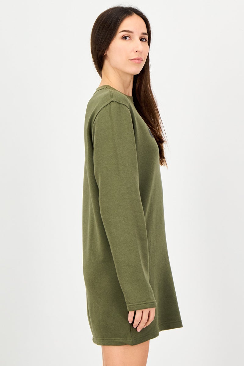 Nike Women Sportswear Fit Long Sleeve Outdoor Dress, Dark Olive - Image 4