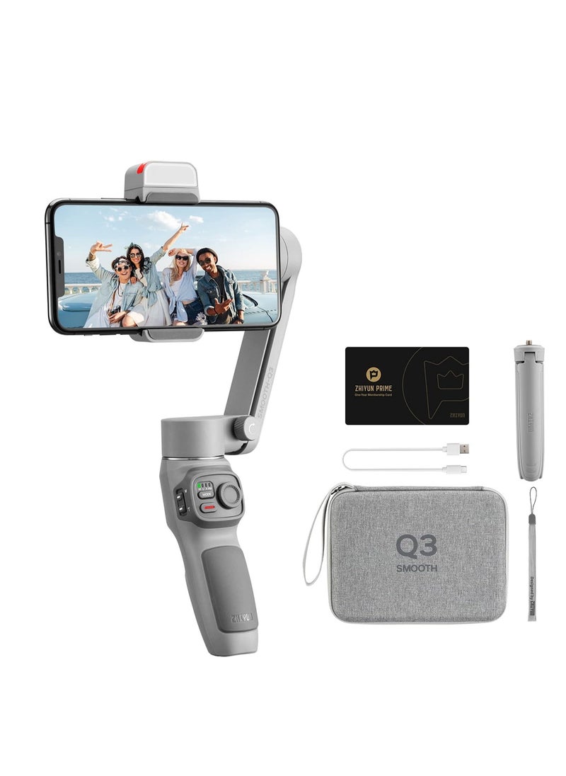 Zhiyun Zhiyun Smooth Q3 Combo, Handheld 3-Axis Smartphone Gimbal Stabilizer with Grip Tripod LED Fill Light Protective Case Foldable Phone for iPhone & Android  - Image 1