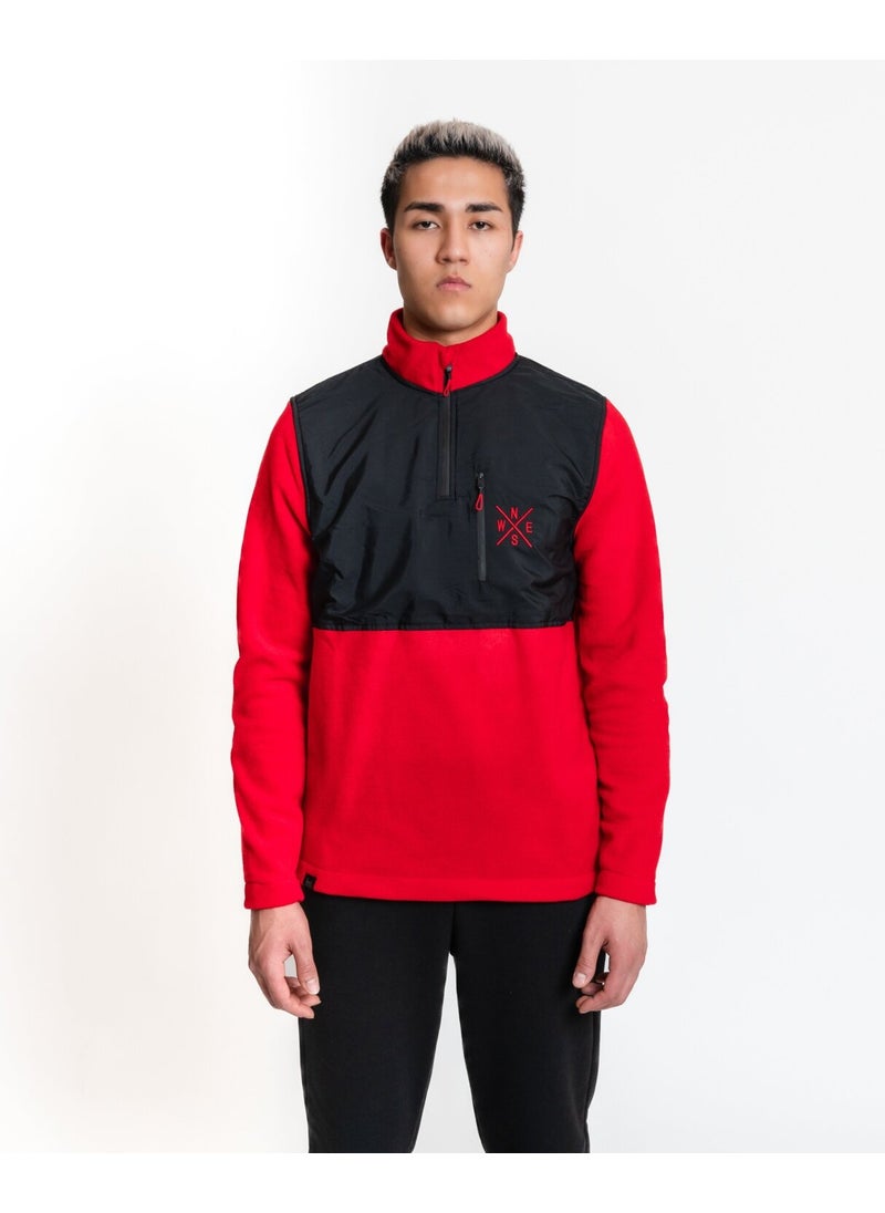 Luo Camp Half-Zip Fleece 01 - Red/black Men's Half Zipper Fleece  - Image 1