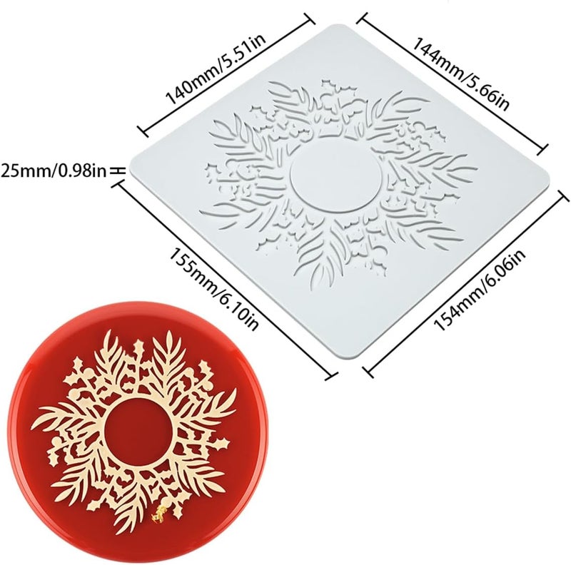 mostsom Silicone Mold 3D Hollow Out Lace Mold Lace Cake Silicone Baking Mold Wreath Design Flower and Leave Lace Mat Fondant Decorating Tool (L_ Flower Wreath) - Image 3