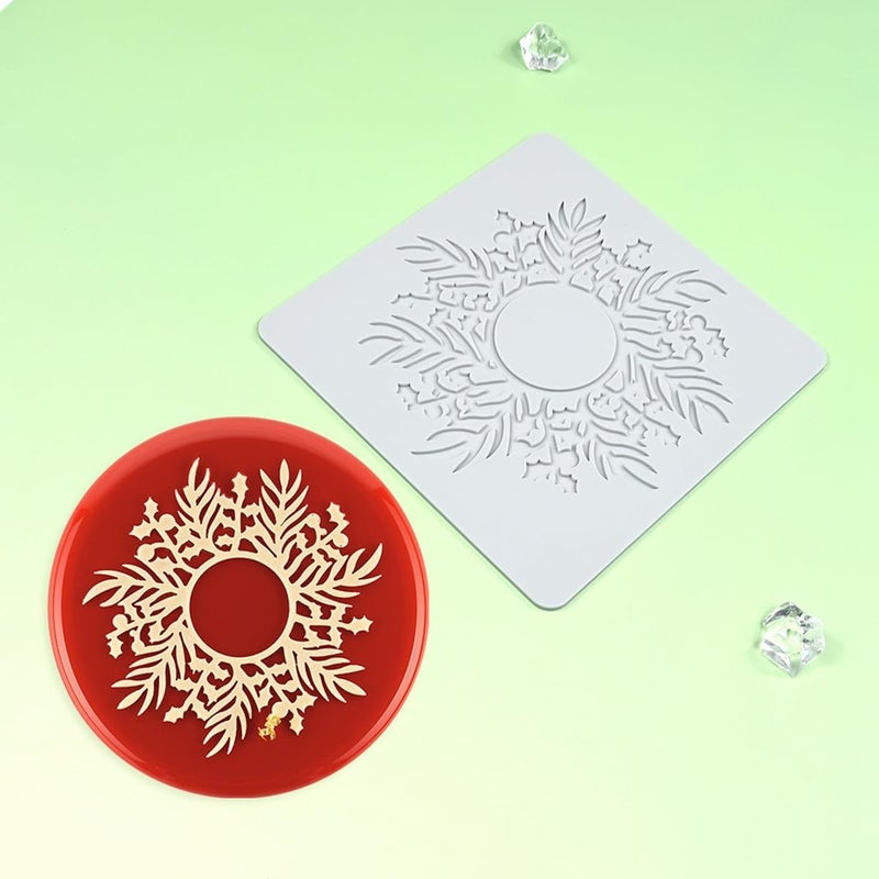 mostsom Silicone Mold 3D Hollow Out Lace Mold Lace Cake Silicone Baking Mold Wreath Design Flower and Leave Lace Mat Fondant Decorating Tool (L_ Flower Wreath) - Image 1