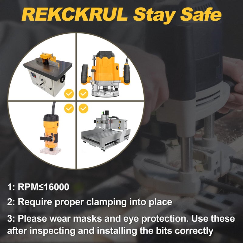 REKCKRUL Professional 45 Degree Lock Miter Router Bit - Carbide Tipped, 1/2" Shank, Cutting Height: 1/2", Woodworking Tools for Cabinets, Drawers, Doors & Furniture - Image 5