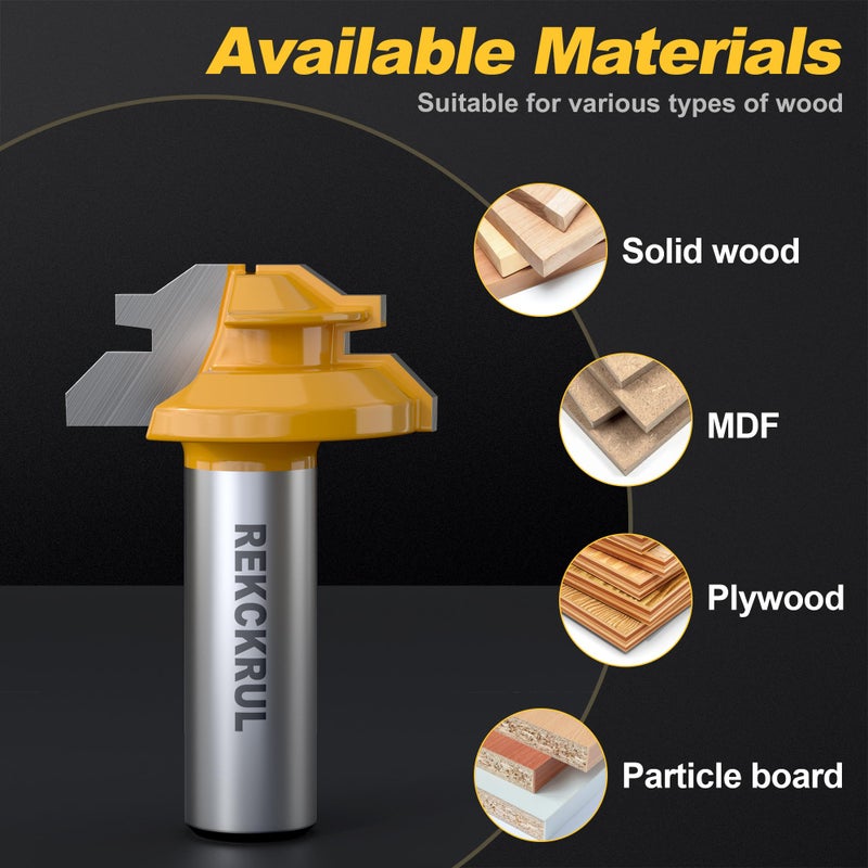 REKCKRUL Professional 45 Degree Lock Miter Router Bit - Carbide Tipped, 1/2" Shank, Cutting Height: 1/2", Woodworking Tools for Cabinets, Drawers, Doors & Furniture - Image 4