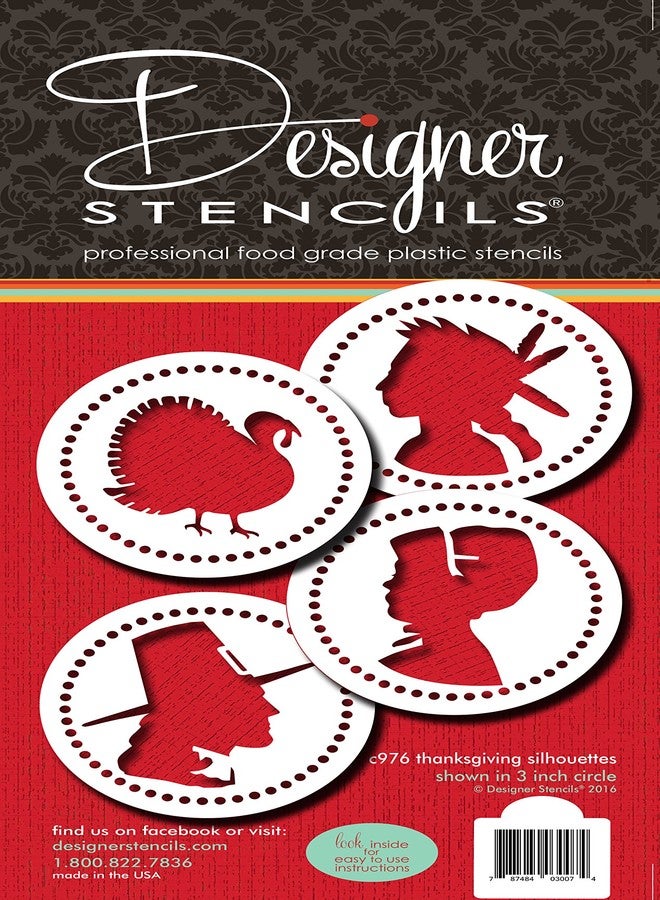 ديزاينر ستينسلز قالب استنسل على شكل صورة ظلية لعيد الشكر C976 من تصميم Designer Stencils - Image 1