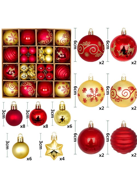 44 Pcs Tree Balls Ornaments, Festival Decorative Hanging Baubles for Home Party Holiday Wedding Tree Decorations (Red/Gold)