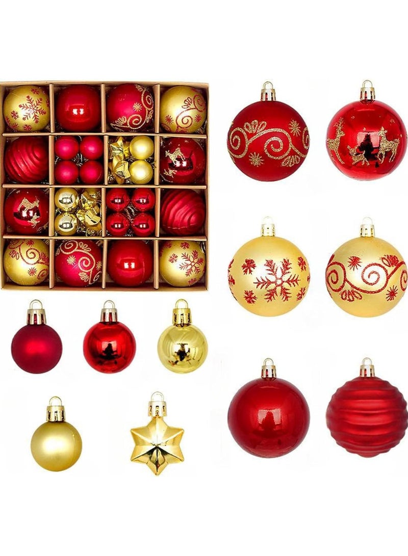 AUTOYSUR 44 Pcs Tree Balls Ornaments, Festival Decorative Hanging Baubles for Home Party Holiday Wedding Tree Decorations (Red/Gold) - Image 2