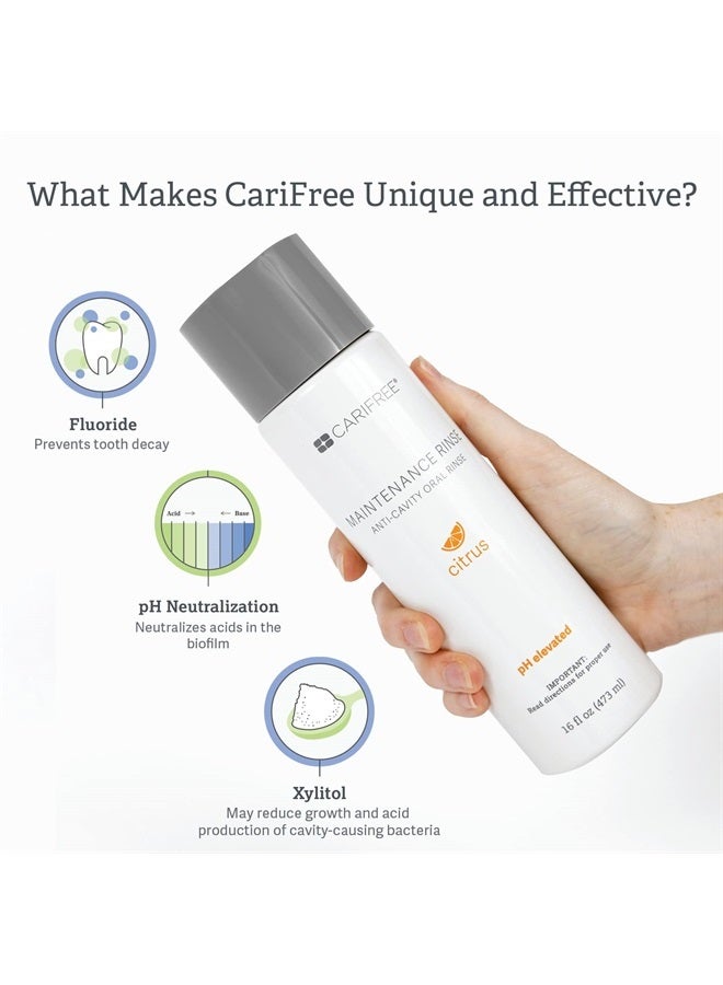 CariFree Maintenance Rinse (Citrus): Fluoride Mouthwash | Dentist Recommended Anti-Cavity Rinse | Xylitol | Neutralizes pH | Freshen Breath | Cavity Prevention | Alcohol Free - Image 2