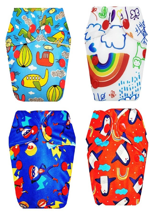 Dumbledo Premium Newborn Cloth Diaper with Integrated Insert (Pack of 4) | Hypoallergenic | 6-Layer Absorbent Pad | Adjustable Snaps | Trusted by Moms | 0 - 4 Months | Unisex Baby - Image 1
