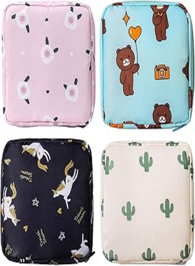Generic DOSEWART Sanitary Napkin Storage Bag, 4Pcs Zipper Menstrual Pad Bag Portable Sanitary Napkin Storage Tampons Holder for Purse First Period Kit for Teen Girls Store Sanitary Pads for Women 