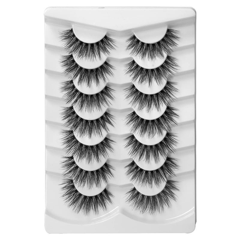Onlyall False Eyelashes Natural Lashes Wispy Lashes Natural Look False Eyelashes Natural Flared Eyelashes False Eye Lashes Fluffy Lashes 7 Pairs A28 - Image 2
