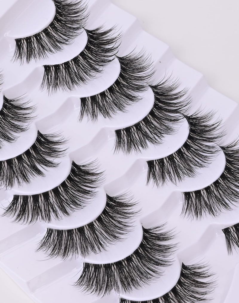 Onlyall False Eyelashes Natural Lashes Wispy Lashes Natural Look False Eyelashes Natural Flared Eyelashes False Eye Lashes Fluffy Lashes 7 Pairs A28 - Image 5