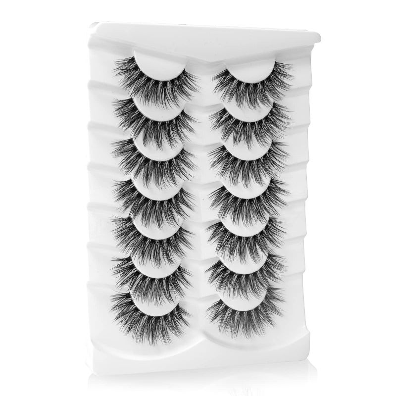 Onlyall False Eyelashes Natural Lashes Wispy Lashes Natural Look False Eyelashes Natural Flared Eyelashes False Eye Lashes Fluffy Lashes 7 Pairs A28 - Image 3