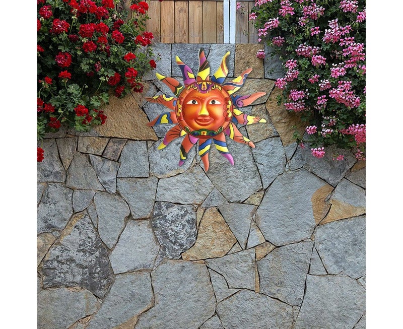 Orange Metal Sun Wall Art for Garden Patio - Image 4