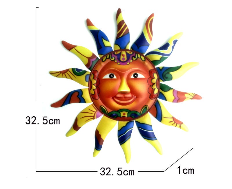 Orange Metal Sun Wall Art for Garden Patio - Image 2
