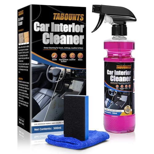 TABOUNTS Car Interior Cleaner –Polishing Cleaner-Multi-Surface Auto Detailing for Leather, Glass, Dashboards & More – Dual-Mode Foam & Mist Spray (17oz) with Cleaning Towel - Image 1