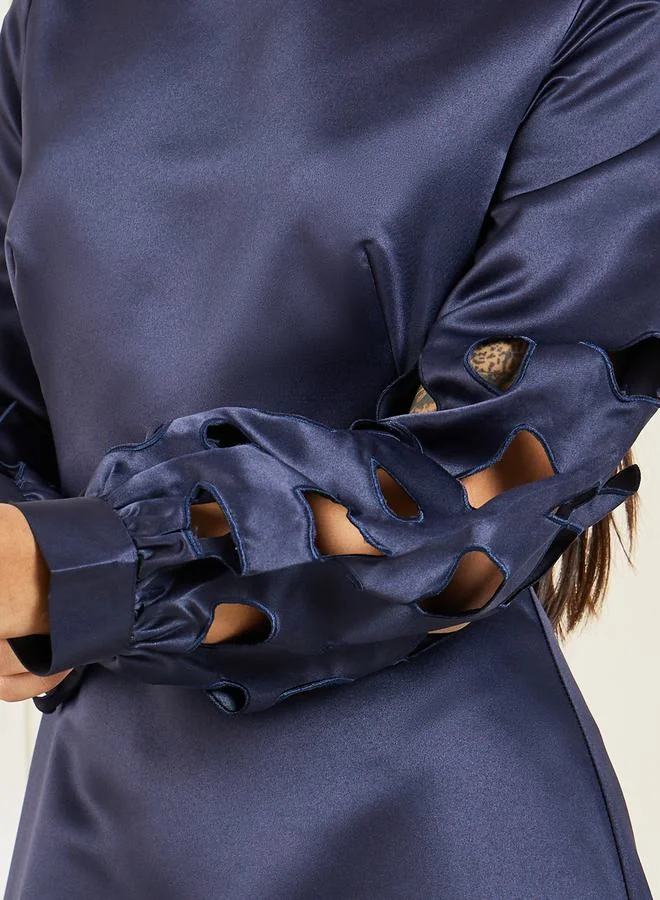 Styli Satin Sleeve Detail Dress