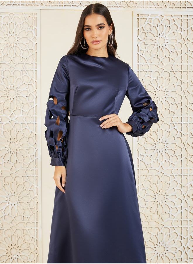Satin Cut Out Detail Long Sleeves A-line Maxi Dress - pzsku/ZDBC548FCD596EF991DAAZ/45/_/1710080123/83486210-e791-414d-9ac0-76e5adff168a