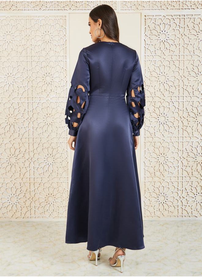Satin Cut Out Detail Long Sleeves A-line Maxi Dress - pzsku/ZDBC548FCD596EF991DAAZ/45/_/1710080124/bac918a1-b46c-498a-924a-5e76a85261da