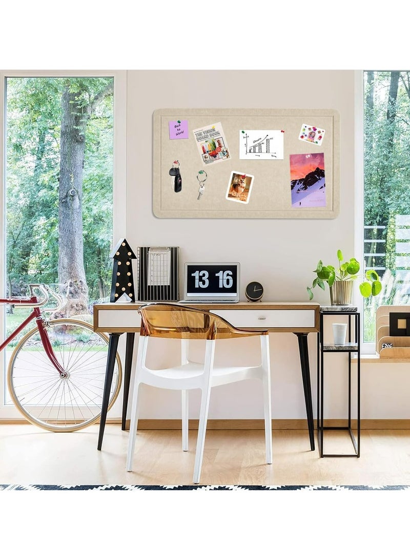 Large Bulletin Board,60*120cm Felt Board Decorative Pin Board with 25 Push Pins, Cork Board Alternative for Wall, Foldable Photo Board Self-Adhesive Vision Board Mood Board for School, Home(Khaki)
