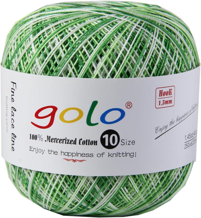 Golo Crochet Thread Balls Colored Yarn for Crochetting Lace Yarn D-Green-172 - Image 1