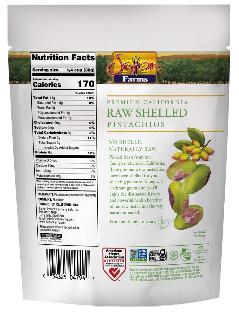Setton Farms Naturally Raw Shelled Pistachios 20 oz Value Bag, No Shell Pistachios, Non-GMO Project Verified, Certified Gluten Free, Vegan and Kosher, Heart Healthy Snack, 20 Oz (Also perfect for making Dubai Chocolate) - Image 2