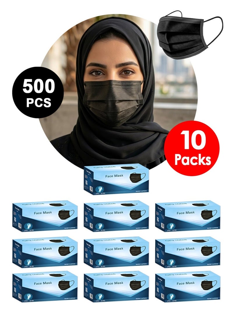 500 قناع وجه من 3 طبقات للاستخدام مرة واحدة - 10 صندوق - Image 2