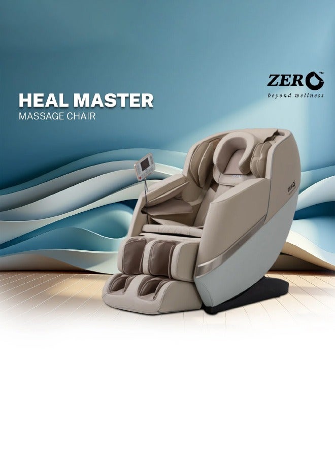 Zero Beyond Wellness ZERO HEALTHCARE Heal Master Massage Chair Full Body Massage with 20 Rollers, 48 Airbags, Heating Therapy, Zero Gravity, Adjustable Footrest, 5 Auto Programs & Premium Leather (Beige) - Image 1