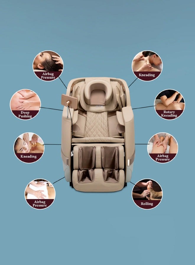 Zero Beyond Wellness ZERO HEALTHCARE Heal Master Massage Chair Full Body Massage with 20 Rollers, 48 Airbags, Heating Therapy, Zero Gravity, Adjustable Footrest, 5 Auto Programs & Premium Leather (Beige) - Image 3