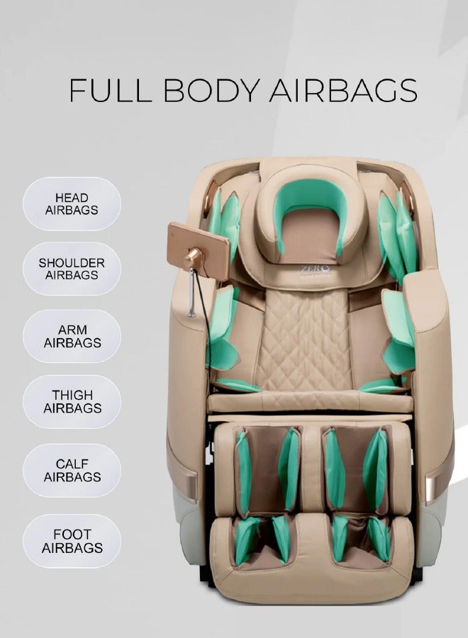 Zero Beyond Wellness ZERO HEALTHCARE Heal Master Massage Chair Full Body Massage with 20 Rollers, 48 Airbags, Heating Therapy, Zero Gravity, Adjustable Footrest, 5 Auto Programs & Premium Leather (Beige) - Image 4