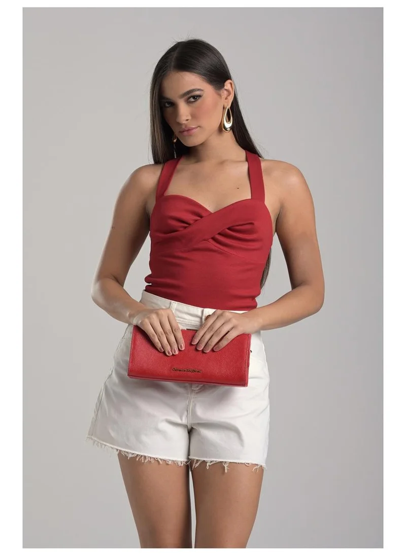 Carmen Steffens  Red Ruby Leather Crossbody Bag for Women | Best Price UAE