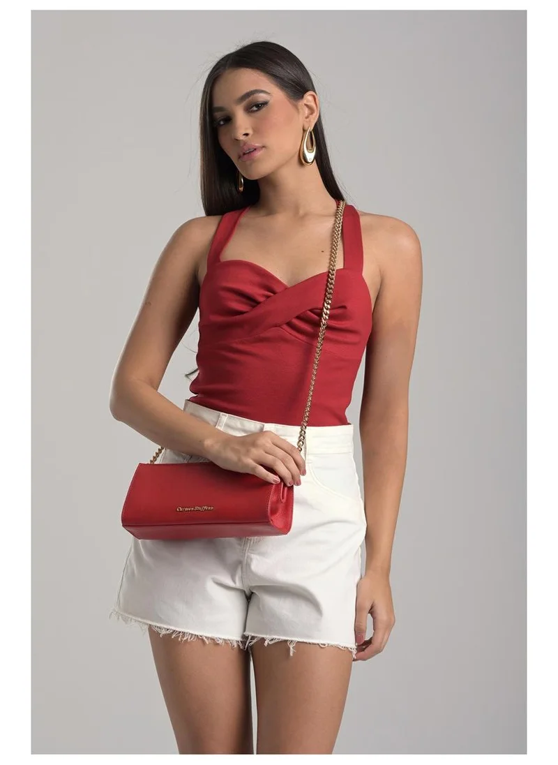 Carmen Steffens  Red Ruby Leather Crossbody Bag for Women | Best Price UAE