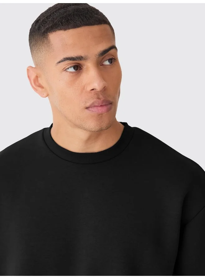 Maniac  Maniac Mens Solid Round Neck Full Sleeve Black Cotton Sweatshirt for Men | Best Price UAE