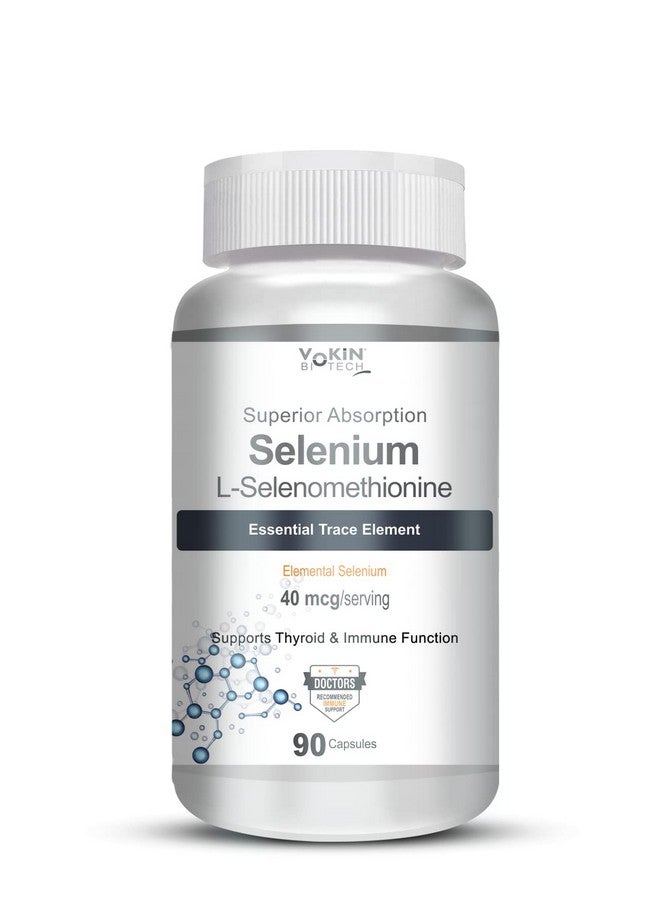 Vokin Biotech Selenium Capsules 40mcg - Superior Absorption - 90 Vegetarian Capsules - Image 1